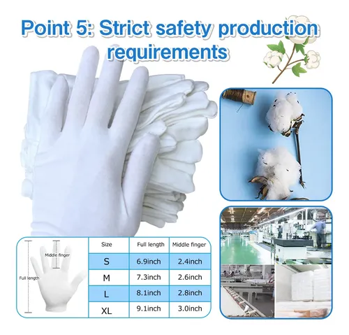 Guantes De Algodón Blancos Hidratantes Reutilizables S