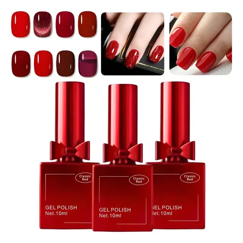 Esmaltes Semipermanentes X1 Tonos Rojos Gel Polish 10ml Uñas 11