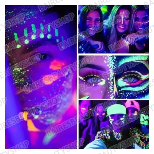 Kit Maquillaje Fluorescente Neon Labial Pigmentos Esmaltes