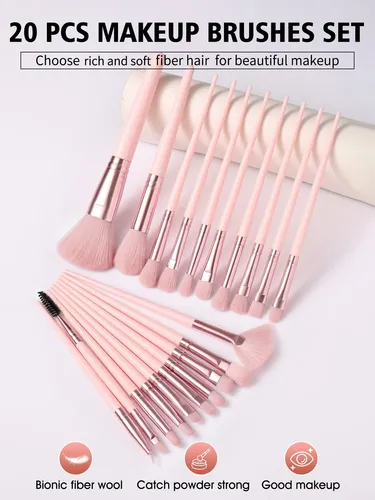 Set 37 Brochas Y Esponjas Para Maquillaje Completo Rosa
