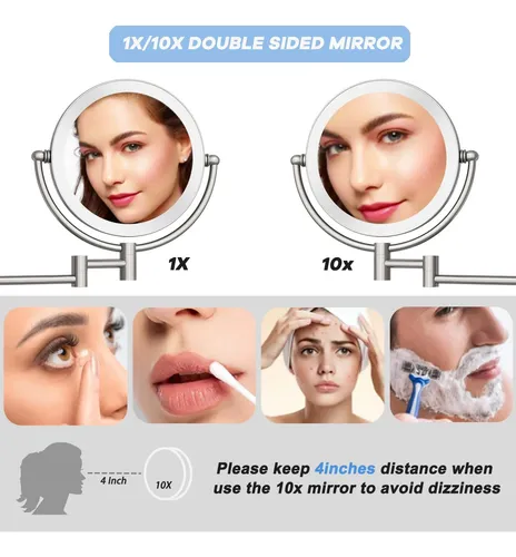 Espejo De Maquillaje Ledoole 8  Recargable Con Aumento 1x/10