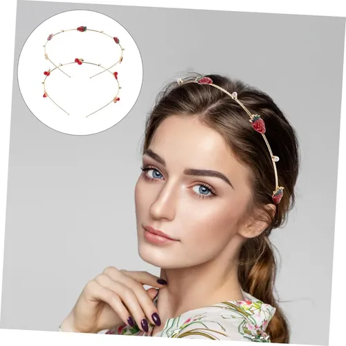2 Piezas Diademas De Fresa Diademas De Metal Para El Cabello
