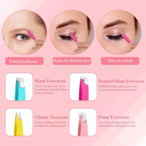Set De 4 Pinzas Mini Nogeqi Para Cejas Y Vello Facial