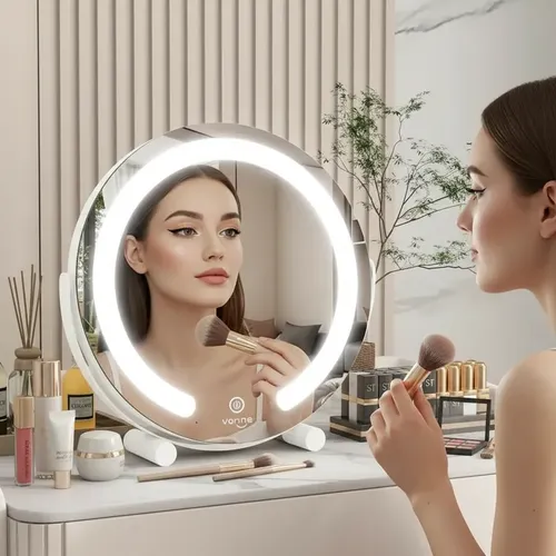 Espejo Para Tocador Led Redondo Maquillaje Metalico Vonne