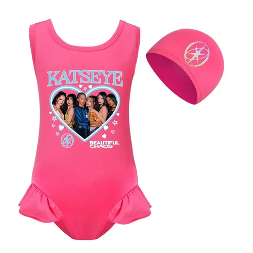 Conjunto De Traje De Baño Y Gorro De Natación Katseye De Una