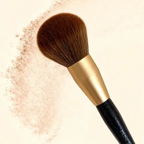 Brocha De Maquillaje Grande Con Mango Azul, Base Y Corrector