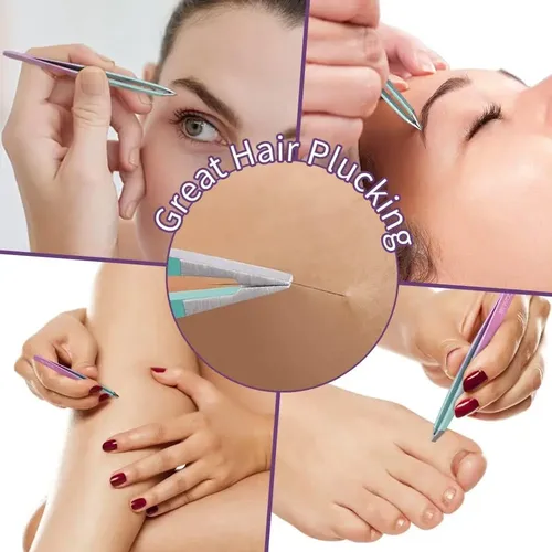 Set 7 Pinzas Precisión Para Cejas Con Tijera Curva Y Navaja