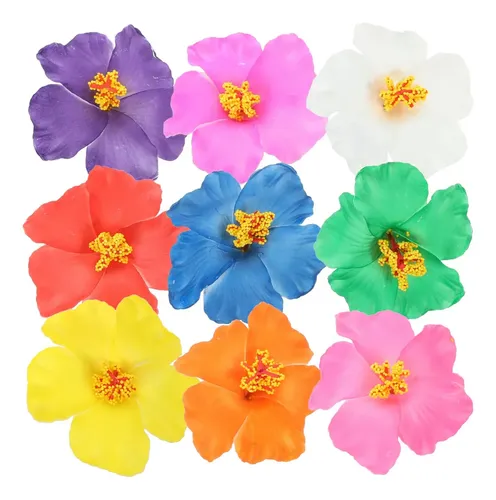 Set De Pasadores Flor Hawaiana 9 Piezas Pinza De Pelo Mm