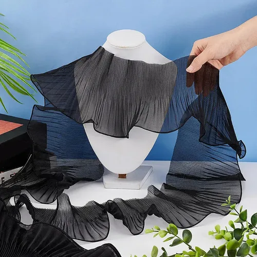 Cinta De Poliéster Con Ondas Y Pliegues, 7 Yardas Negro Pleated Wavy