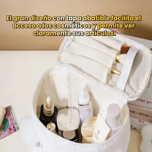 Estuche De Maquillaje De Felpa Portátil For Viaje Negro