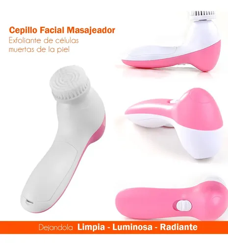Cepillo Facial Masajeador Limpiador Exfoliante Limpieza Rosa Y Blanco