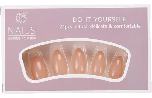 Uñas Falsas Nude De Almendra (24 Piezas)