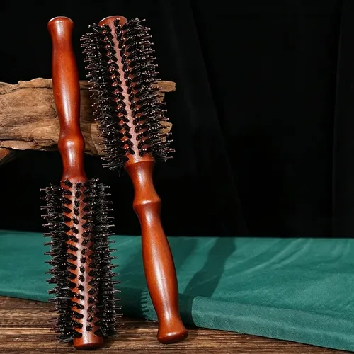 Cepillos Redondos De Madera X2 Recto Y Curvo Marrón