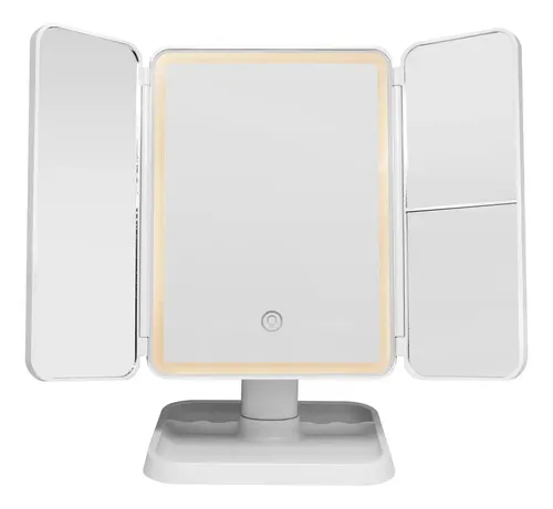Espejo Para Maquillaje Blanco Con Luz Led Carga Usb E154