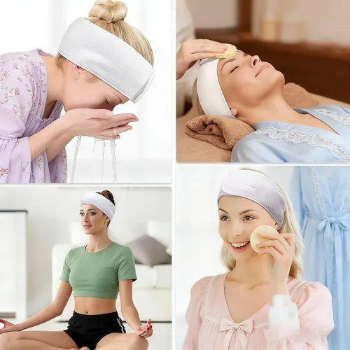 6 Diademas De Microfibra Blanca For El Pelo, Cinta De Prote