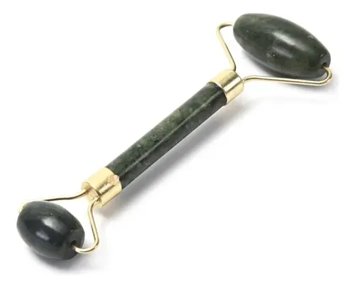 Rodillo Roller Facial Rostro Masajeador Jade Doble Skin Care Verde Oscuro
