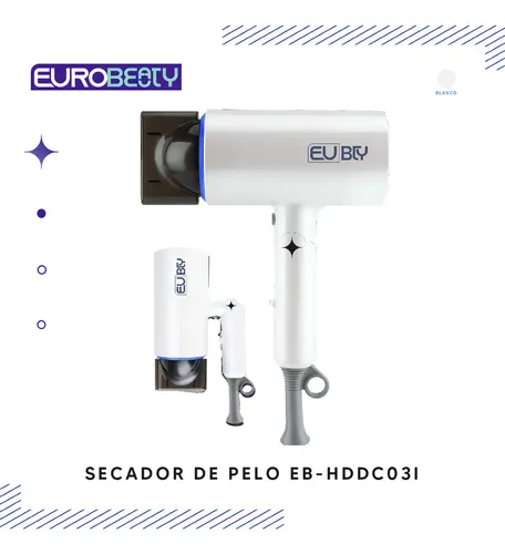 Secador De Pelo Eurobeauty Eb-hddc03i Plegable 1400w 3 Velocidades Color Blanco