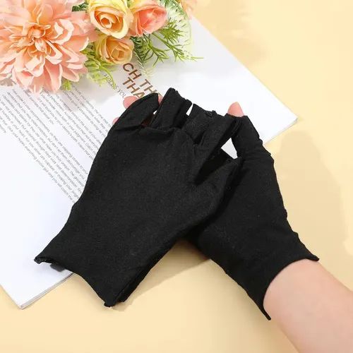 Guantes Negros Sin Dedos Algodón Hidratantes Para Manos Sec