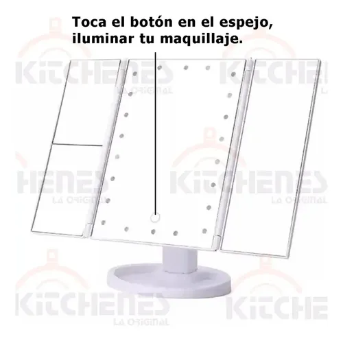 Espejo De Belleza Tocador Plegable De Tres Caras Con Luz Led