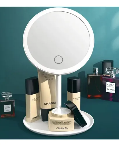 Espejo Maquillaje Luz Led Táctil Funciona C/ Conexión Usb