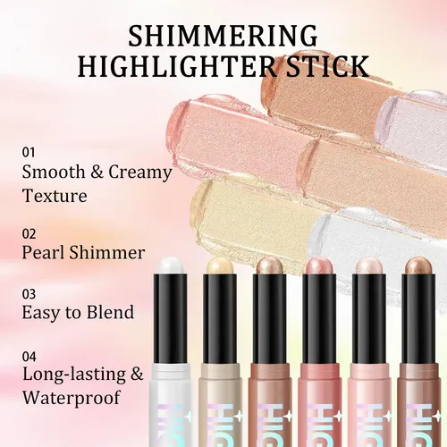 Face Cream Highlighter Stick, Shimmer Glow Face & Body