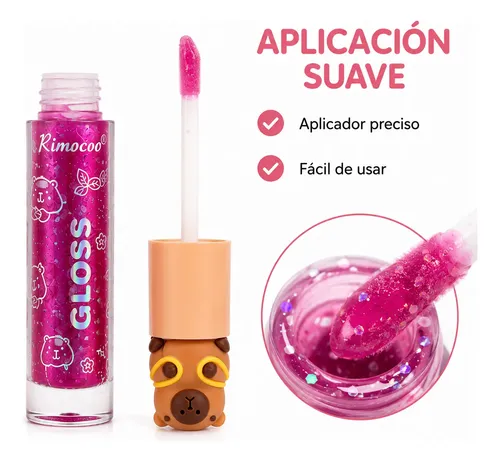 Lip Gloss Capibara Kawaii Brillo Labial Glitter X6
