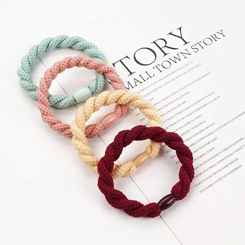Pulsera Elástica Tejida Con Banda De Pelo De Cuentas C, 40 U