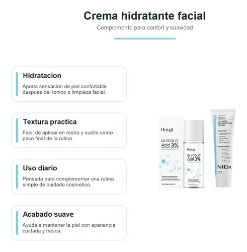 Yc-hf Set Facial Acido Glicolico Y Crema Hidratante