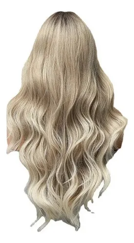Peluca Rubia Larga Pelo Natural Ondulado Moda Para Peluca Ru