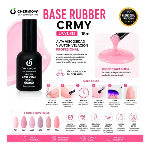 Base Coat Cherimoya Rubber Esmalte De Uñas Profesional