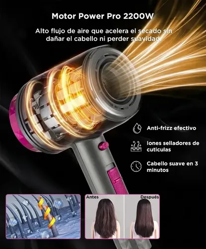 Secador De Pelo Iónico Care By Gadnic Antifrizz Frio Calor