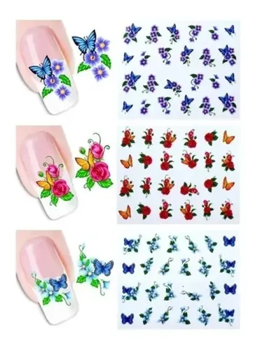 Stickers Tattoo Al Agua Pack 5 Planchas Grandes Nail Art