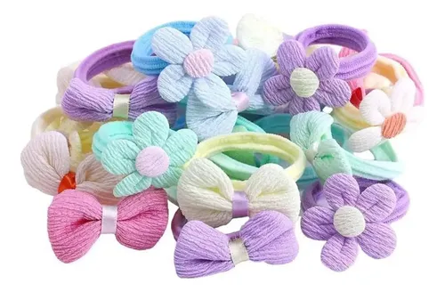 24 Gomas Elásticas Para El Pelo De Bebé Coloridas Con Flores