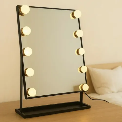 Espejo Premium Estilo Hollywood 34x38cm 10 Luces Led Blanco