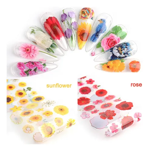 Adhesivos De Aluminio Para Uñas Onsdag Con Flores Holográfic