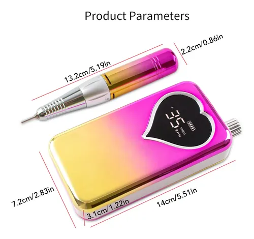 Taladro De Uñas Eléctrico 0-35000 Rpm Recargable Con Cable