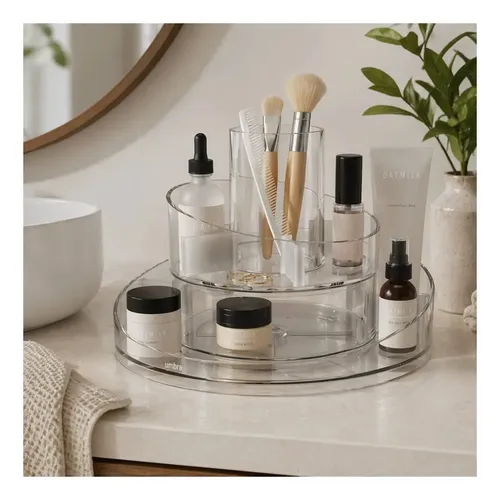 Soporte Organizador Giratorio Maquillaje Crema 360 Acrílico Transparente
