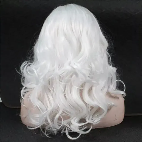 Peluca Blanca De Barba De Papá Noel Cosplay, Pelo Largo **/