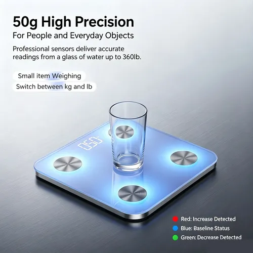 Báscula De Impedancia Con 8 Usuarios, 50g Y 3 Colores