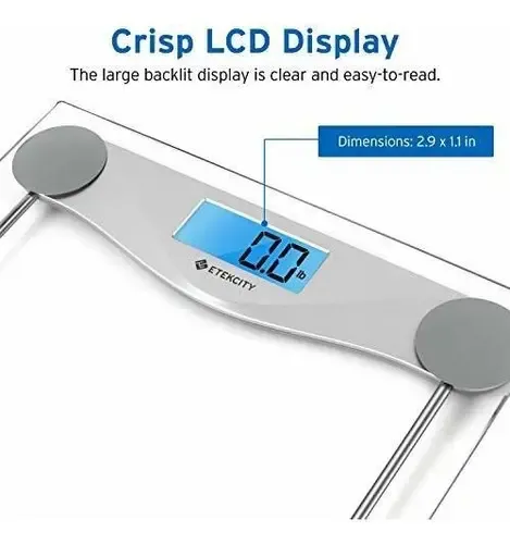 Etekcity Báscula Baño Digital 180kg Vidrio Pantalla Plateado EB4074C