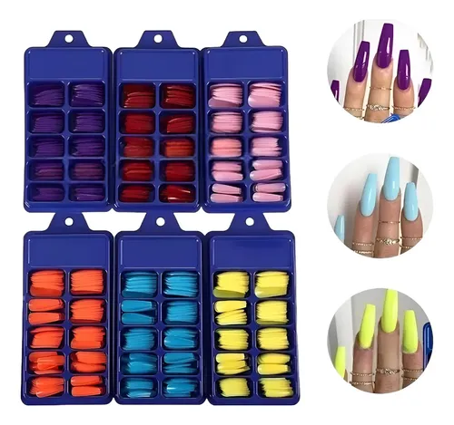 Tips Coffin Ballerina Colores 100 Unidades Uñas Esculpida Color Rosa Claro