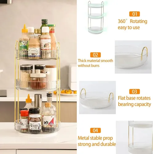 Organizador Cosméticos 3 Niveles Giratorio Blanco Baño Blanc