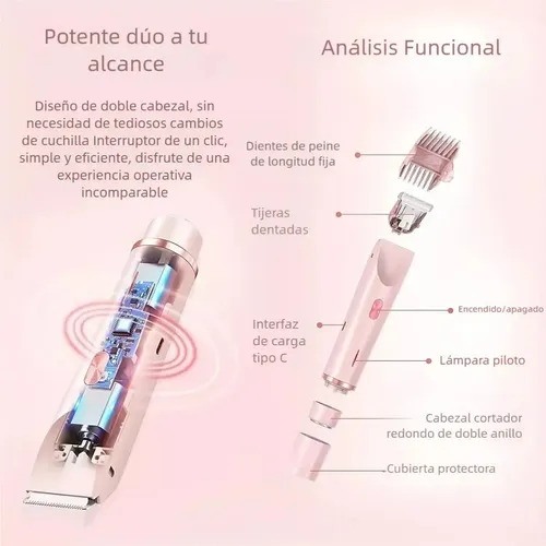 Depiladora Eléctrica 2 En 1 Doble Cabezal Mujer