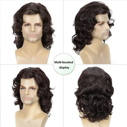 Jf 6.5 Peluca Rizada Para Hombre Estilo Rock Años