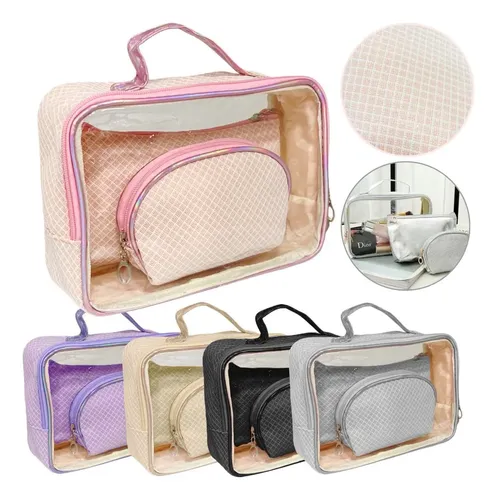 Porta Cosméticos Organizador Pack X3 Estuche Multiuso Mujer