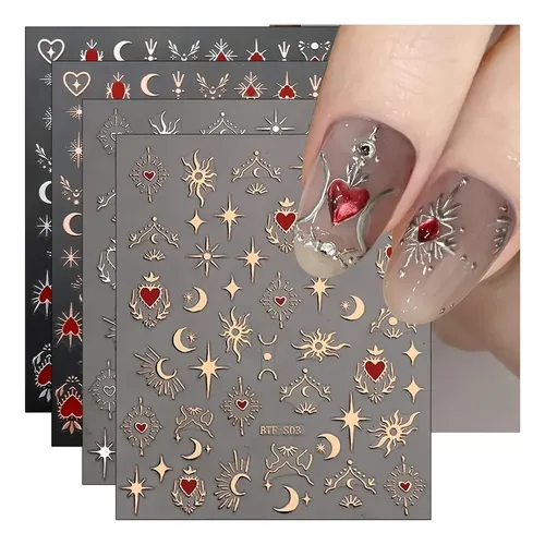 Calcomanías Para Uñas Con Forma De Estrella De Luna Brillant