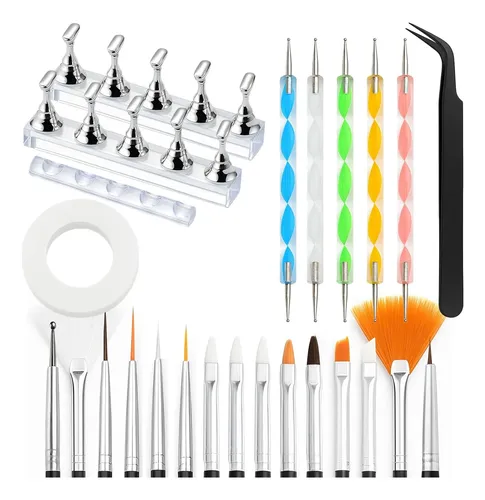 Kit De Herramientas Para Uñas 15 Pinceles Con Soporte