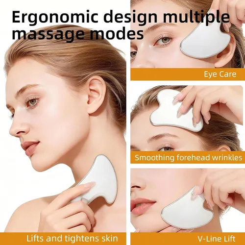 Gua Sha Acero Facial Contorno Seco Reductor Hinchazón