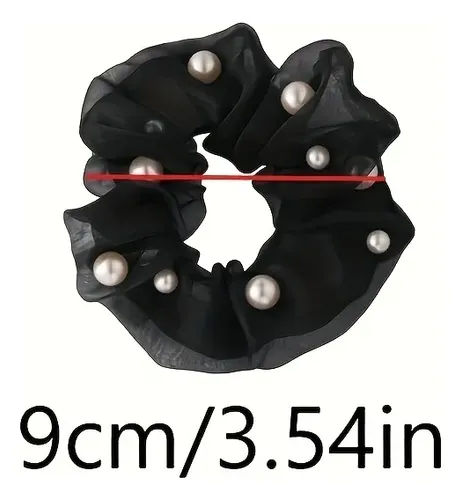 4 Cintas De Malla Multicolor Con Perlas Para El Pelo, Sencil Four Piece Set