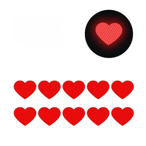 10 Reflective Heart Stickers Grid Glass Cover Stripe